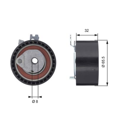 Tensioner Pulley, timing belt GATES T43064