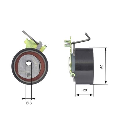 Tensioner Pulley, timing belt GATES T43088
