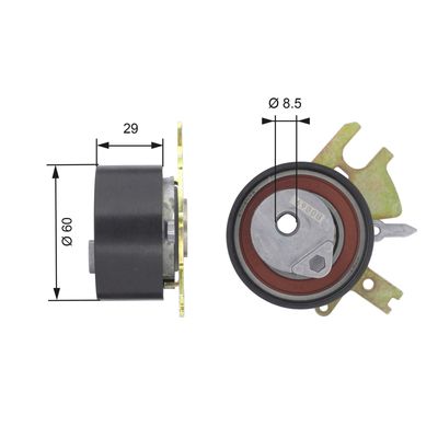 Tensioner Pulley, timing belt GATES T43089