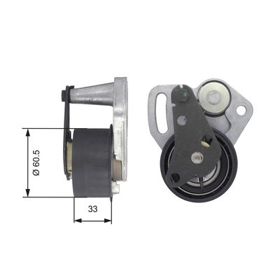 Tensioner Pulley, timing belt GATES T43107