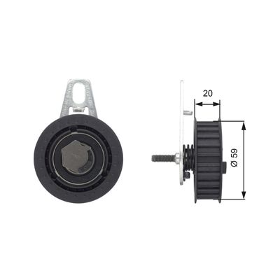 Tensioner Pulley, timing belt GATES T43108