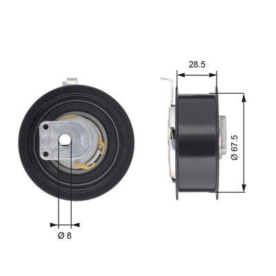 Tensioner Pulley, timing belt GATES T43110