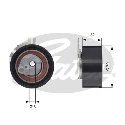 Tensioner Pulley, timing belt GATES T43117
