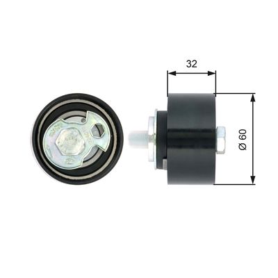 Tensioner Pulley, timing belt GATES T43124