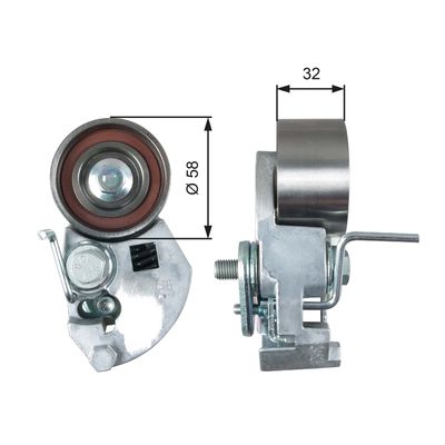 Tensioner Pulley, timing belt GATES T43133