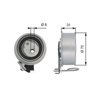 Tensioner Pulley, timing belt GATES T43135