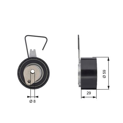 Tensioner Pulley, timing belt GATES T43141