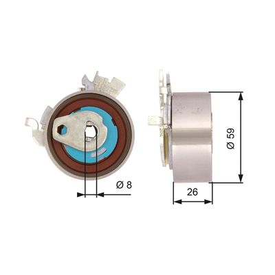 Tensioner Pulley, timing belt GATES T43154