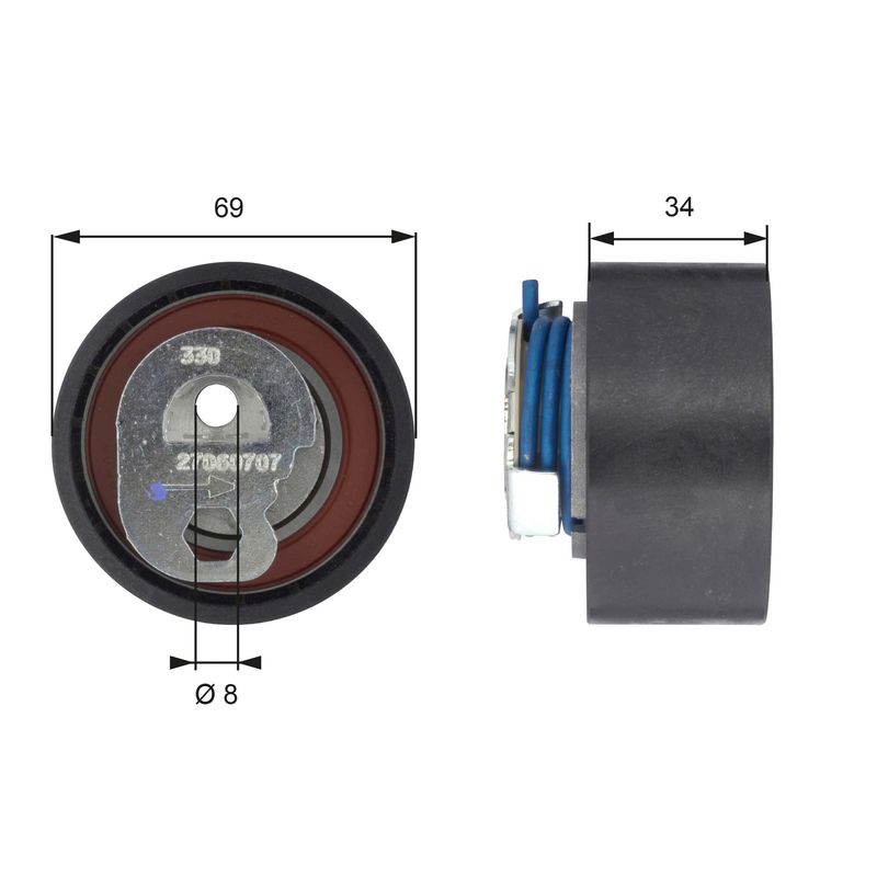 GATES T43163 Tensioner Pulley, timing belt