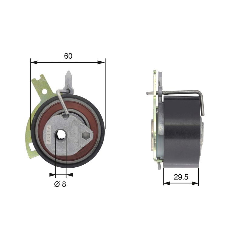 GATES T43186 Tensioner Pulley, timing belt