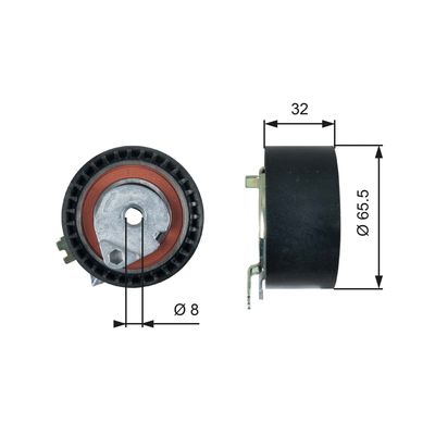 Tensioner Pulley, timing belt GATES T43236