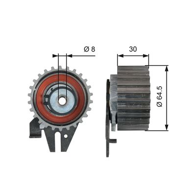 Tensioner Pulley, timing belt GATES T43239