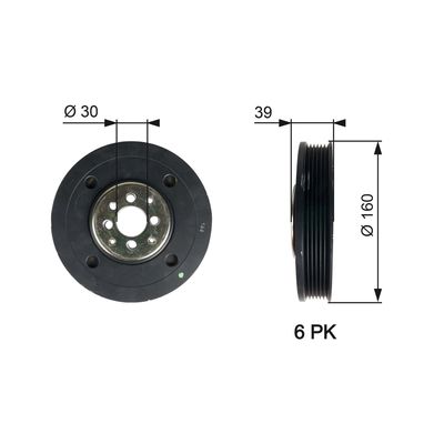 Belt Pulley, crankshaft GATES TVD1004