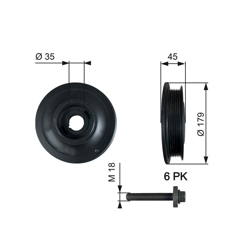 GATES TVD1012A Belt Pulley, crankshaft