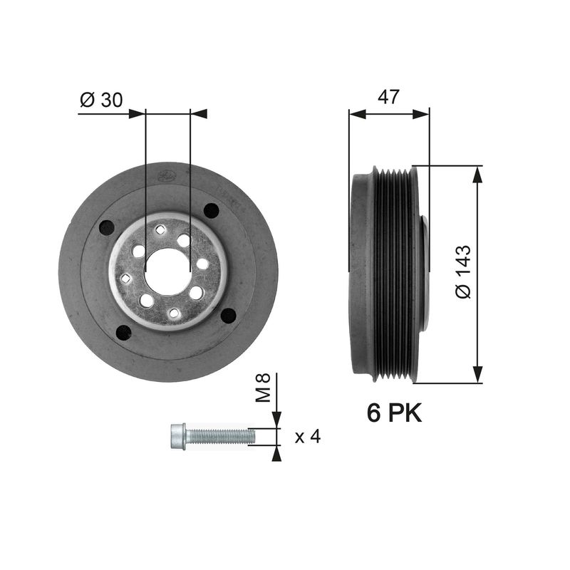 GATES TVD1014A Belt Pulley, crankshaft