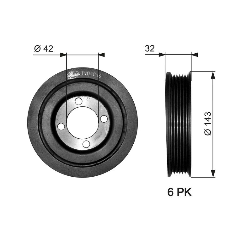 GATES TVD1016 Belt Pulley, crankshaft