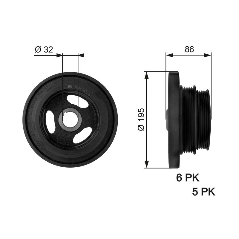 GATES TVD1019 Belt Pulley, crankshaft