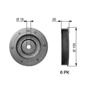 Belt Pulley, crankshaft GATES TVD1020