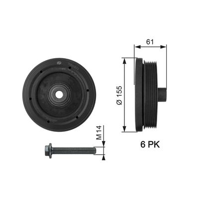Belt Pulley, crankshaft GATES TVD1021A