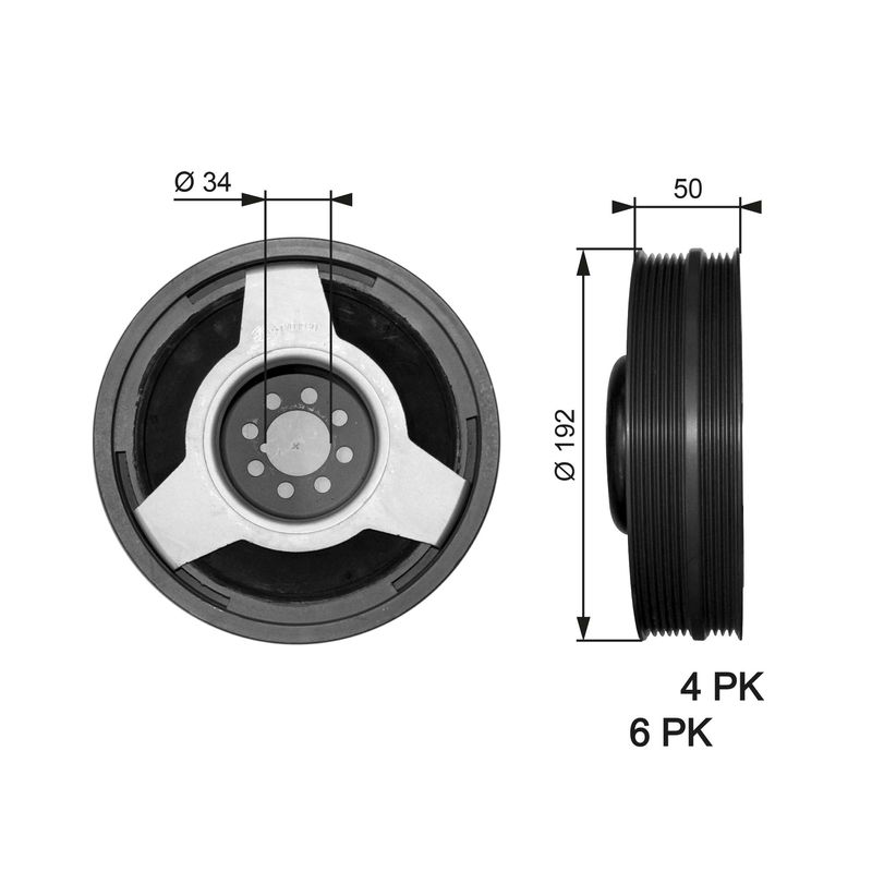 GATES TVD1030 Belt Pulley, crankshaft
