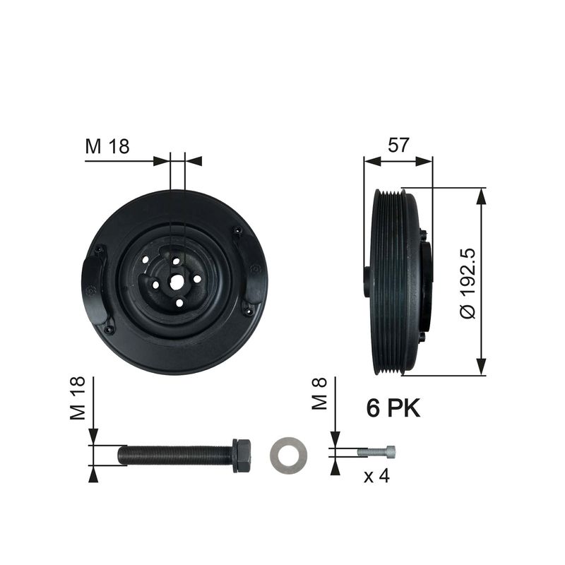 GATES TVD1033A Belt Pulley, crankshaft