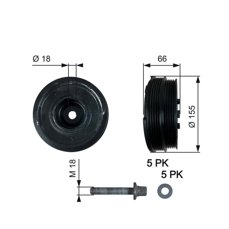 GATES TVD1037A Belt Pulley, crankshaft
