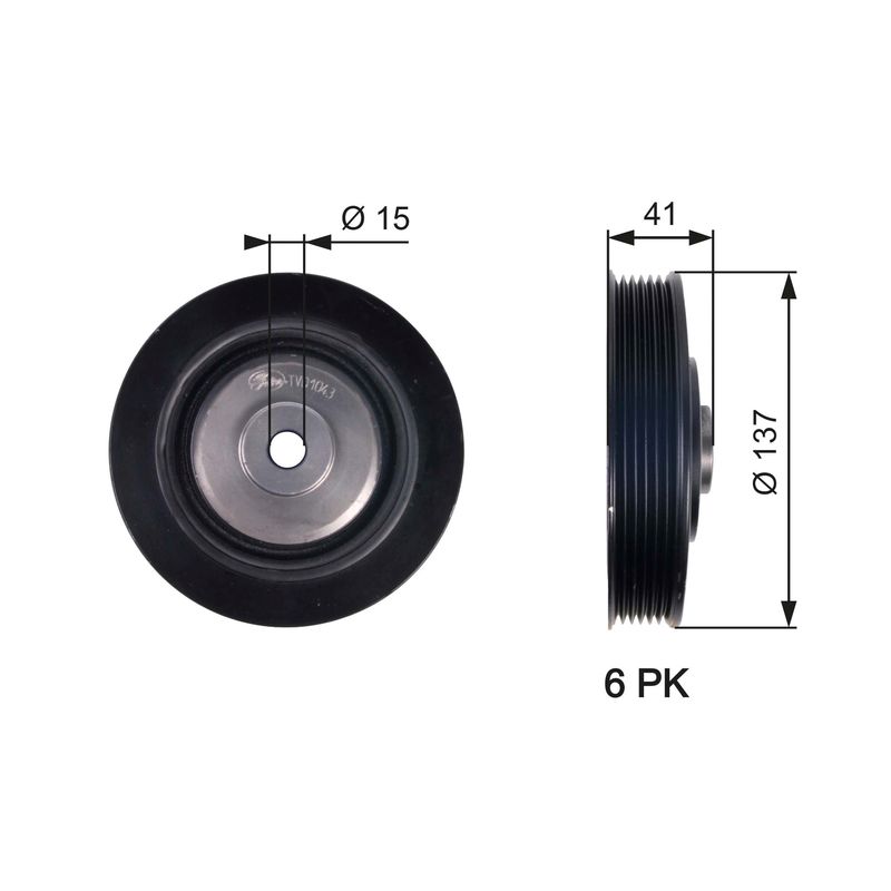GATES TVD1043 Belt Pulley, crankshaft