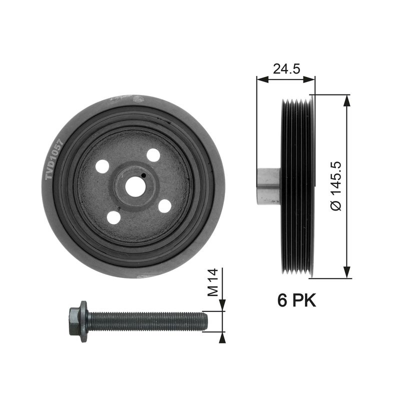 GATES TVD1057A Belt Pulley, crankshaft