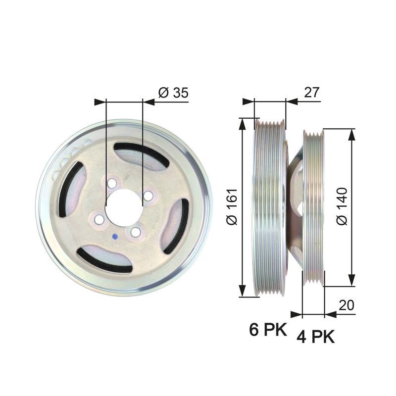GATES TVD1075 Belt Pulley, crankshaft