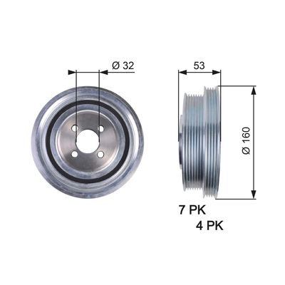 Belt Pulley, crankshaft GATES TVD1079