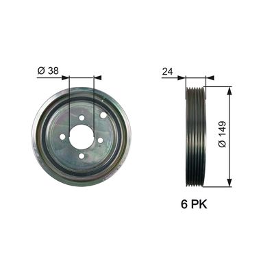 Belt Pulley, crankshaft GATES TVD1099