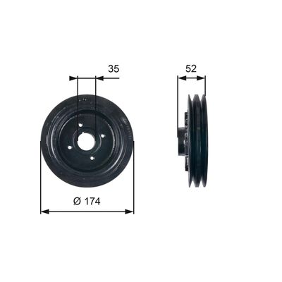 Belt Pulley, crankshaft GATES TVD1124