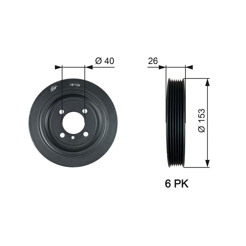 GATES TVD1129 Belt Pulley, crankshaft