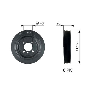 Belt Pulley, crankshaft GATES TVD1129