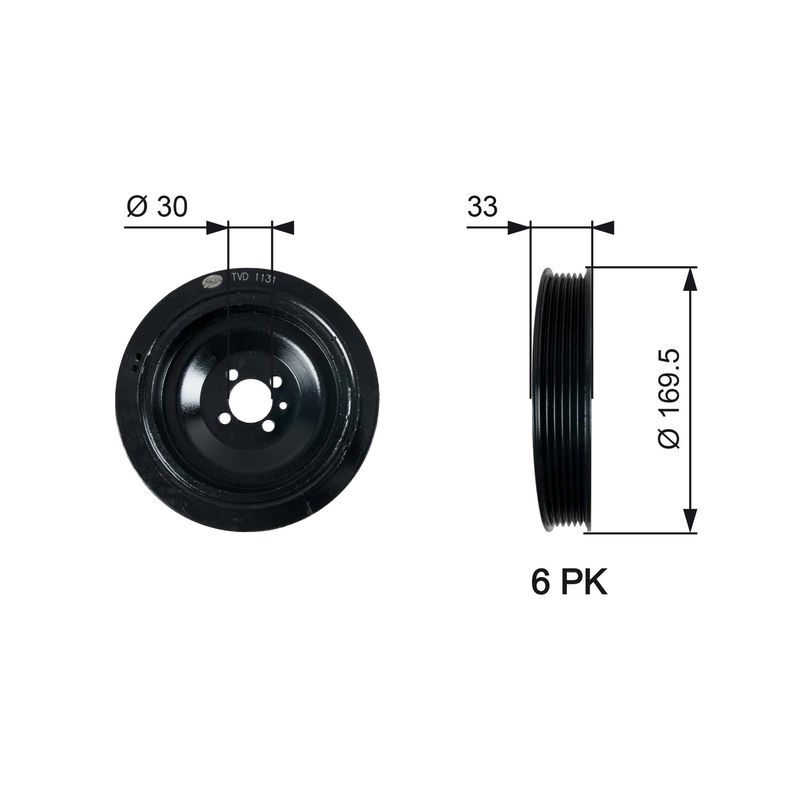 GATES TVD1131 Belt Pulley, crankshaft