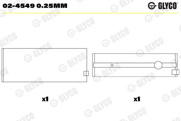 GLYCO 02-4549 0.25mm Crankshaft Bearing