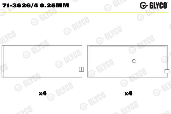 GLYCO 71-3626/4 0.25mm Connecting Rod Bearing