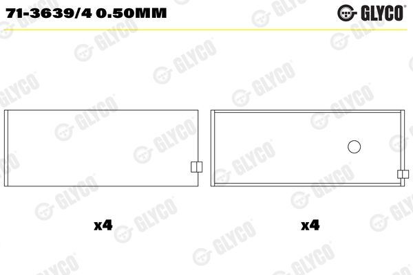 GLYCO 71-3639/4 0.50mm Connecting Rod Bearing