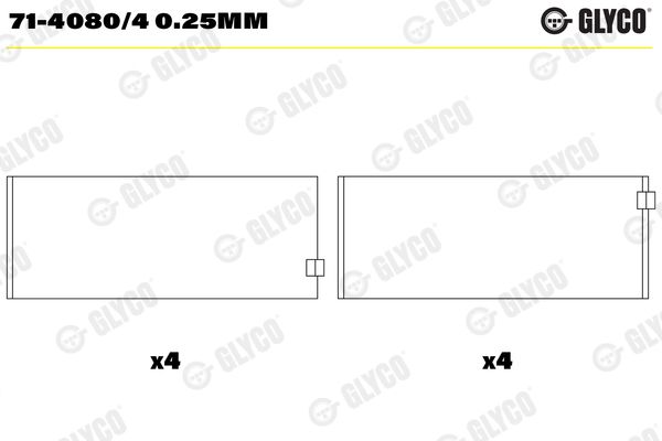 GLYCO 71-4080/4 0.25mm Connecting Rod Bearing