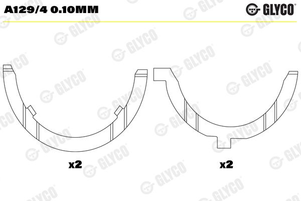 GLYCO A129/4 0.10mm Thrust Washer, crankshaft