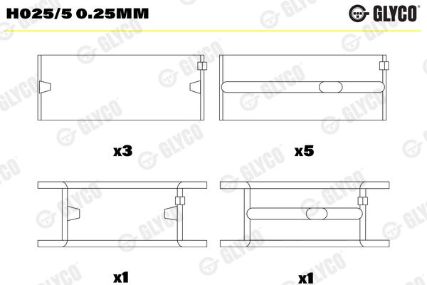 GLYCO H025/5 0.25mm Crankshaft Bearing