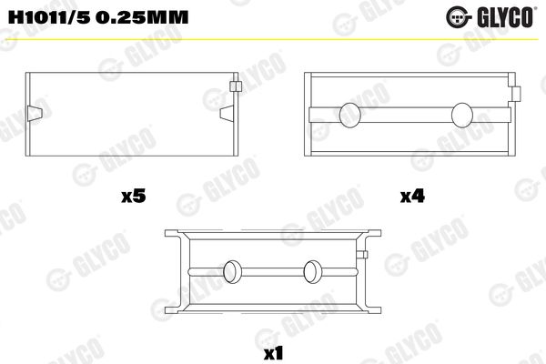 GLYCO H1011/5 0.25mm Crankshaft Bearing