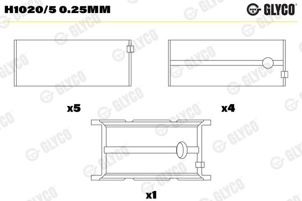 GLYCO H1020/5 0.25mm Crankshaft Bearing