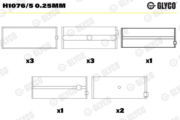 GLYCO H1076/5 0.25mm Crankshaft Bearing