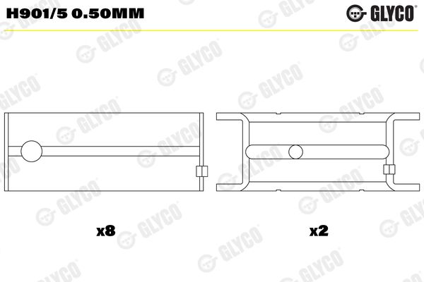 GLYCO H901/5 0.50mm Crankshaft Bearing