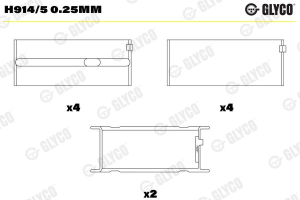 GLYCO H914/5 0.25mm Crankshaft Bearing