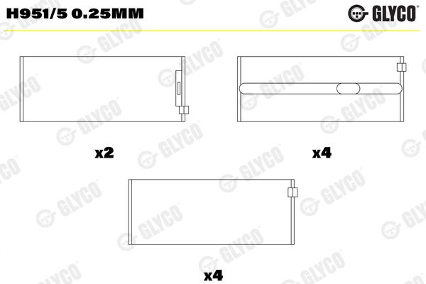 GLYCO H951/5 0.25mm Crankshaft Bearing