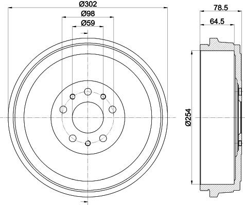 HELLA PAGID 8DT 355 303-341 Brake Drum