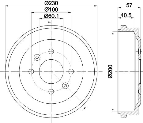 HELLA PAGID 8DT 355 303-371 Brake Drum