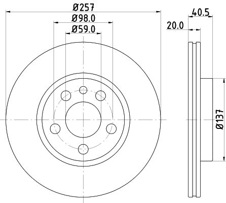 HELLA 8DD 355 105-621 Brake Disc